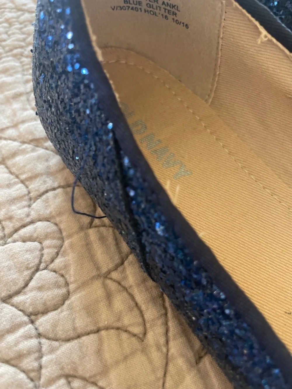 Blue glitter girls dress shoes